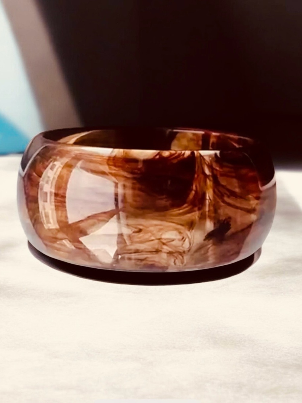 Marbled Brown Resin Bangle Bracelet